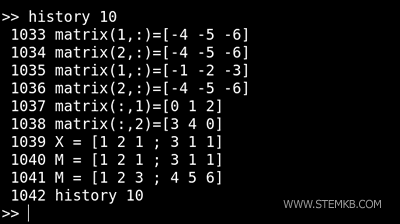 &uacute;ltimas opera&ccedil;&otilde;es no hist&oacute;rico de comandos