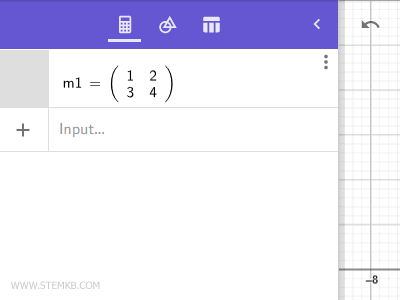 exemplo de matriz no Geogebra