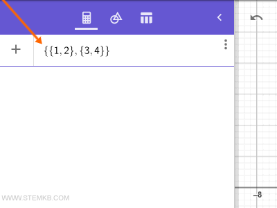 como criar uma matriz no Geogebra