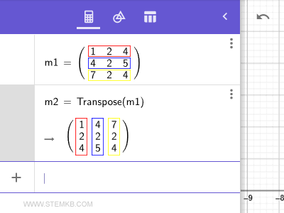 the mathematical explanation of the transposed matrix