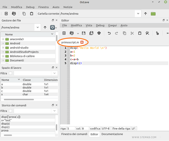 o script tem a extensão .m