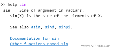Um exemplo de aplicação do comando 'ajuda' no Matlab