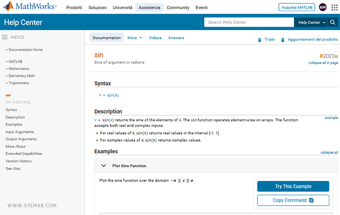Documentação de comandos no Matlab