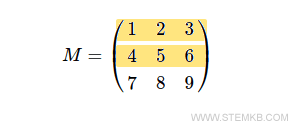 Aqui temos as duas primeiras linhas da matriz.
