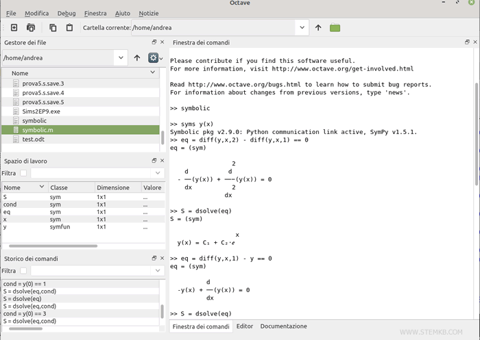 Octave command window